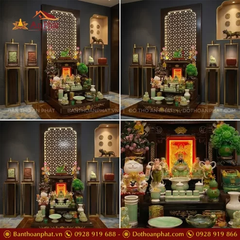 Bàn Thờ Thần Tài 2 Cột Tiền Đủ Đồ Thờ Giả Đá Xanh Ngọc TT-2689 5 ban tho than tai 2 cot tien du do tho gia da xanh ngoc tt 268900003