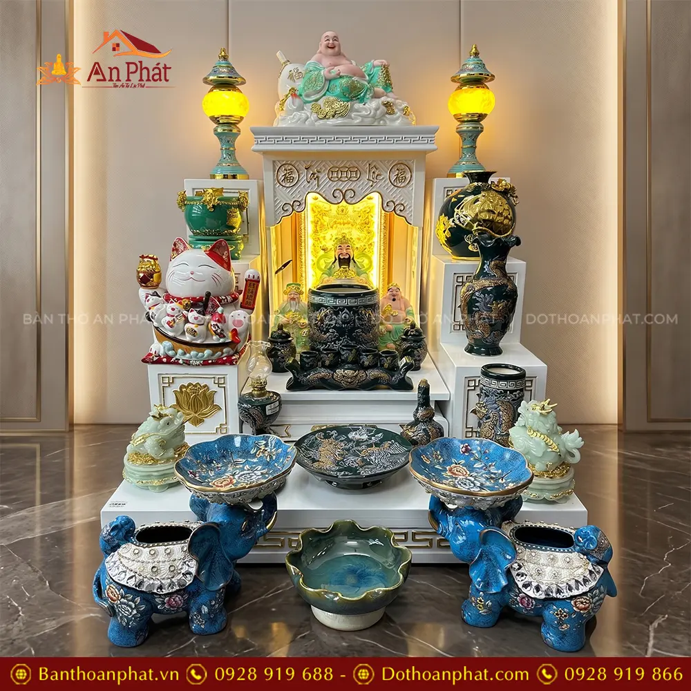 Bàn Thờ Thần Tài Đẹp Đồ Thờ Bát Tràng Đắp Nổi Xanh TT-2715 9 Bàn Thờ Thần Tài Đẹp Đồ Thờ Bát Tràng Đắp Nổi Xanh TT-2715