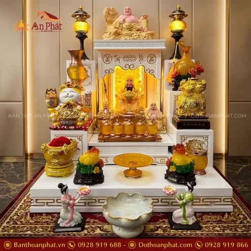 Bàn Thờ Thần Tài Đẹp Mái Bằng Màu Trắng Đồ Thờ Lưu Ly Nhập Khẩu TT-2710 3 ban tho than tai dep mai bang mau trang do tho luu ly nhap khau tt 271000003