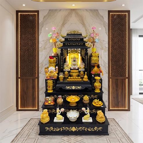 Bàn Thờ Thần Tài Gỗ Hương Tam Cấp Mái Chùa TT-2696