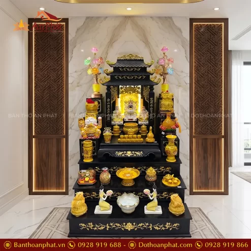 Bàn Thờ Thần Tài Gỗ Hương Tam Cấp Mái Chùa TT-2696 3 ban tho than tai go huong tam cap mai chua tt 269600002