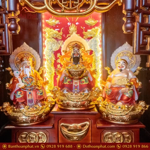 Bàn Thờ Thần Tài Thổ Địa Đẹp Đồ Thờ Gấm Hoa Sen Đỏ Nhập Khẩu TT-2720 7 ban tho than tai tho dia dep do tho gam hoa sen do nhap khau tt 272000003