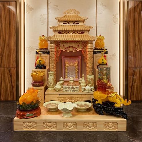 Bàn Thờ Thần Tài Thổ Địa Đẹp Đồ Thờ Men Vàng Bát Tràng TT-2723