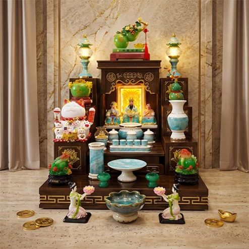 Bàn Thờ Thần Tài Thổ Địa Đồ Thờ Giả Đá Xanh Cao Cấp TT-2757