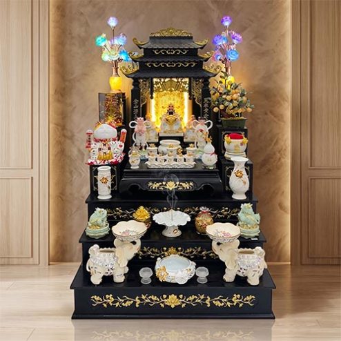 Bàn Thờ Thần Tài Thổ Địa Gỗ Hương Đồ Thờ Bạch Ngọc Cao Cấp TT-2706