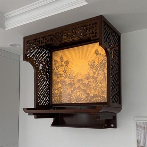 Bàn Thờ Treo Tường Chân Bắp Kết Hợp Tranh Trúc Chỉ Đẹp BT-8741