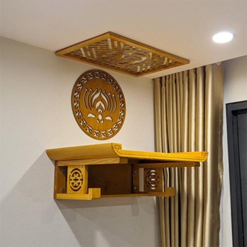 Bàn Thờ Treo Tường Đẹp Gỗ Mít Mẫu Đơn Giản BT-8748