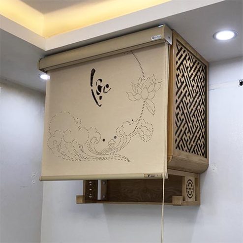 Bàn Thờ Treo Tường Hiện Đại Kết Hợp Rèm Vải Cao Cấp BT-8742