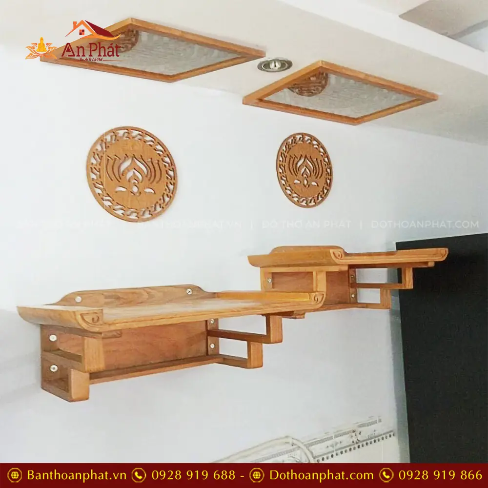Bàn Thờ Treo Tường Thờ Phật Kết Hợp Gia Tiên BT-8773 3 Bàn Thờ Treo Tường Thờ Phật Kết Hợp Gia Tiên BT-8773