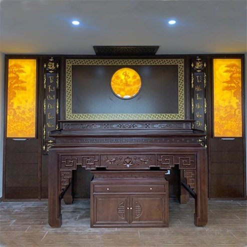 Không Gian Phòng Thờ Gỗ Gụ Bàn Thờ Đẹp Cao Cấp BT-8952