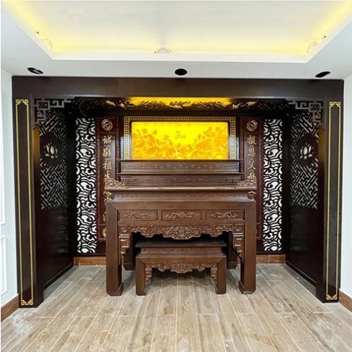 Không Gian Thờ Cao Cấp Bàn Thờ Tam Cấp Gỗ Gụ BT-8959