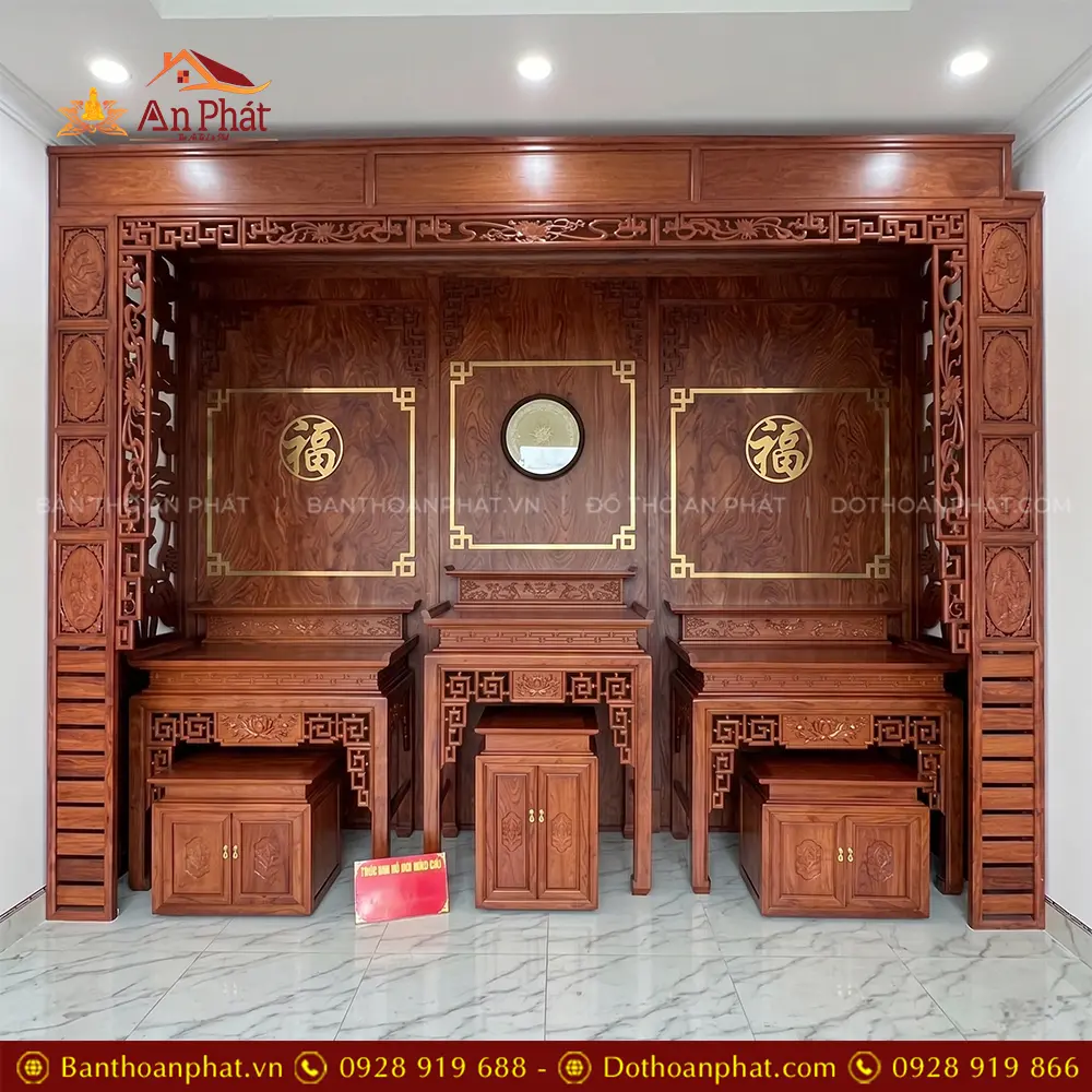 Không Gian Thờ Đẹp Cao Cấp Bàn Thờ Gỗ Hương Đá BT-9099 13 Không Gian Thờ Đẹp Cao Cấp Bàn Thờ Gỗ Hương Đá BT-9099
