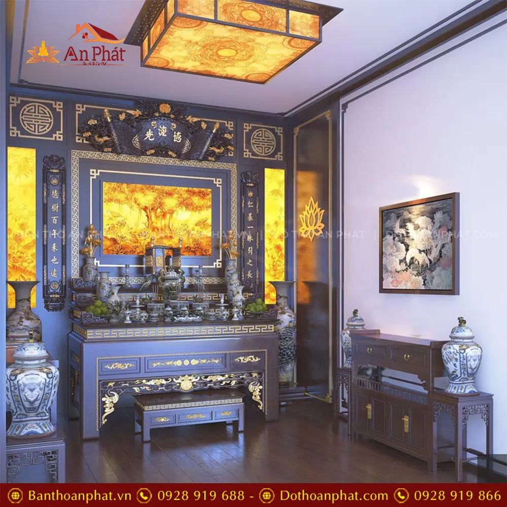 Không Gian Thờ Đẹp Với Bàn Thờ Tam Cấp Dát Vàng BT-8932 5 Không Gian Thờ Đẹp Với Bàn Thờ Tam Cấp Dát Vàng BT-8932