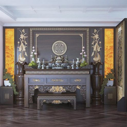 Không Gian Thờ Gỗ Gụ Cao Cấp BT-8824