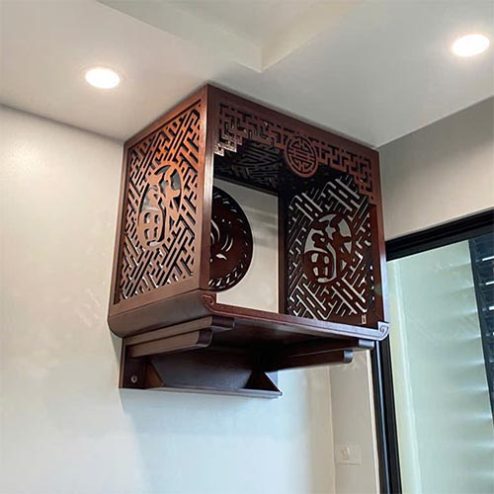 Mẫu Bàn Thờ Chung Cư Treo Tường Gỗ Gõ Đỏ BT-8787