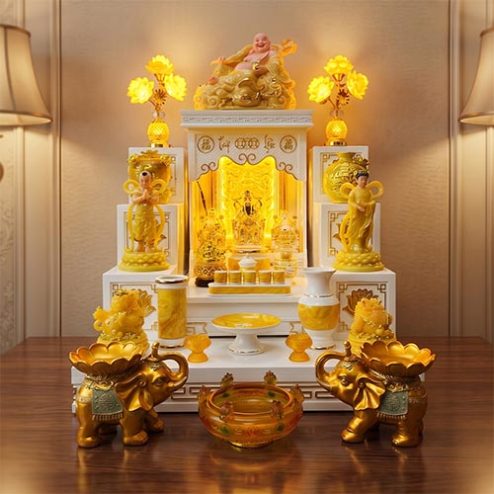 Mẫu Bàn Thờ Ông Địa Hiện Đại Cao Cấp Đồ Thờ Vàng TT-2681