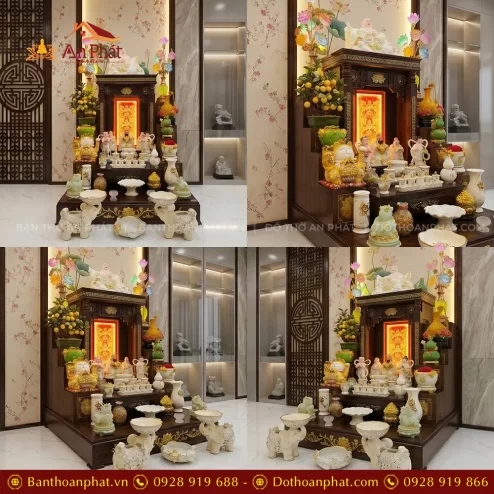 Mẫu Bàn Thờ Thần Tài Đẹp Mái Bằng Cột Tiền Cao Cấp TT-2674 4 mau ban tho than tai dep mai bang cot tien cao cap tt 267400002