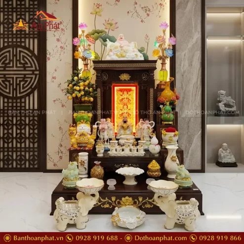Mẫu Bàn Thờ Thần Tài Đẹp Mái Bằng Cột Tiền Cao Cấp TT-2674 3 mau ban tho than tai dep mai bang cot tien cao cap tt 267400003