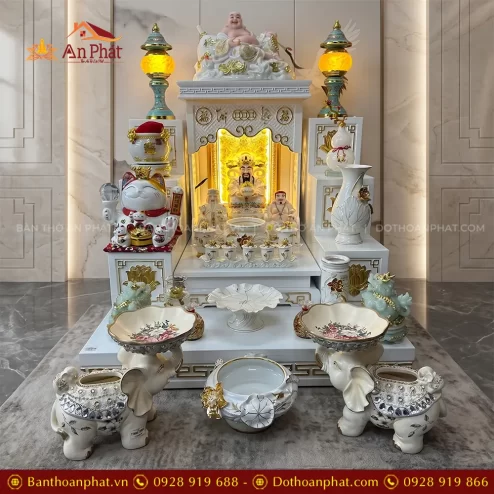 Mẫu Bàn Thờ Thần Tài Đẹp Trắng Đồ Thờ Bạch Ngọc Hoa Sen Nhập Khẩu TT-2705 3 mau ban tho than tai dep trang do tho bach ngoc hoa sen nhap khau tt 270500003