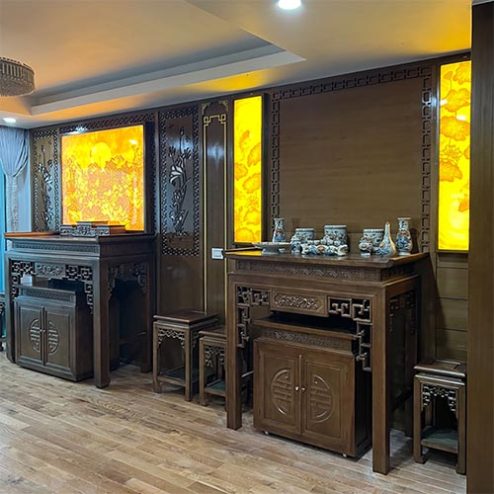 Mẫu Phòng Thờ Phật Và Gia Tiên Gỗ Gụ BT-8974