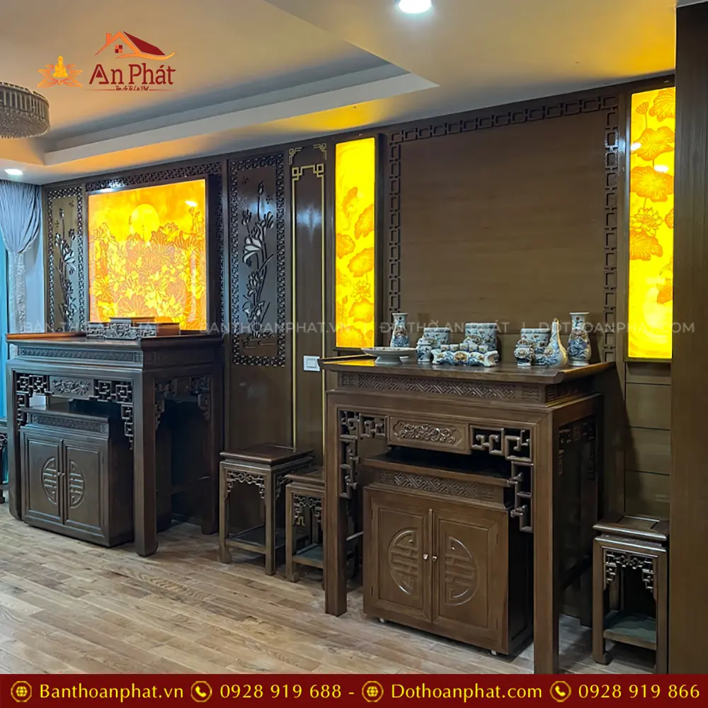 Mẫu Phòng Thờ Phật Và Gia Tiên Gỗ Gụ BT-8974 13 Mẫu Phòng Thờ Phật Và Gia Tiên Gỗ Gụ BT-8974