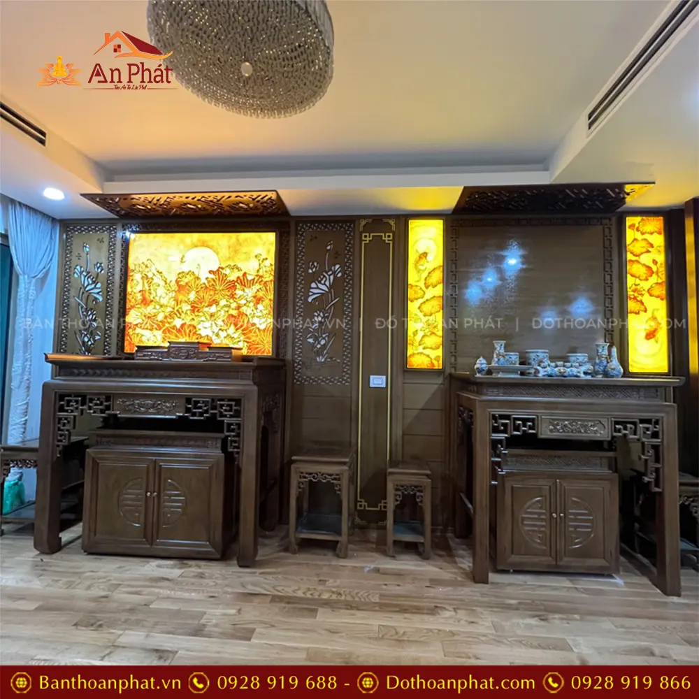 Mẫu Phòng Thờ Phật Và Gia Tiên Gỗ Gụ BT-8974 14 Mẫu Phòng Thờ Phật Và Gia Tiên Gỗ Gụ BT-8974