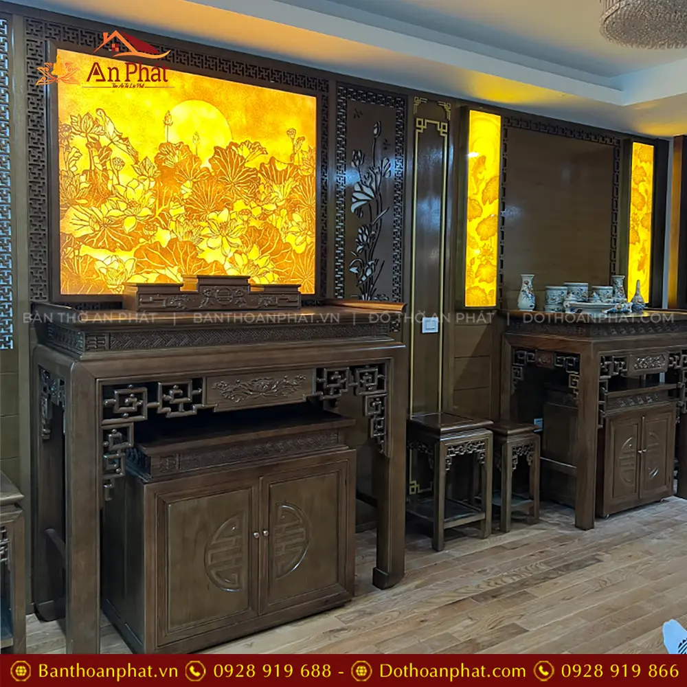 Mẫu Phòng Thờ Phật Và Gia Tiên Gỗ Gụ BT-8974 15 Mẫu Phòng Thờ Phật Và Gia Tiên Gỗ Gụ BT-8974