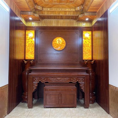 Phòng Thờ Cao Cấp Bàn Thờ Mẫu Hiện Đại Gỗ Gõ Đỏ BT-9004