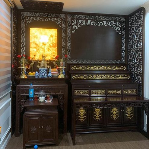 Phòng Thờ Cao Cấp Tủ Thờ Phật Và Bàn Thờ Gia Tiên BT-9028