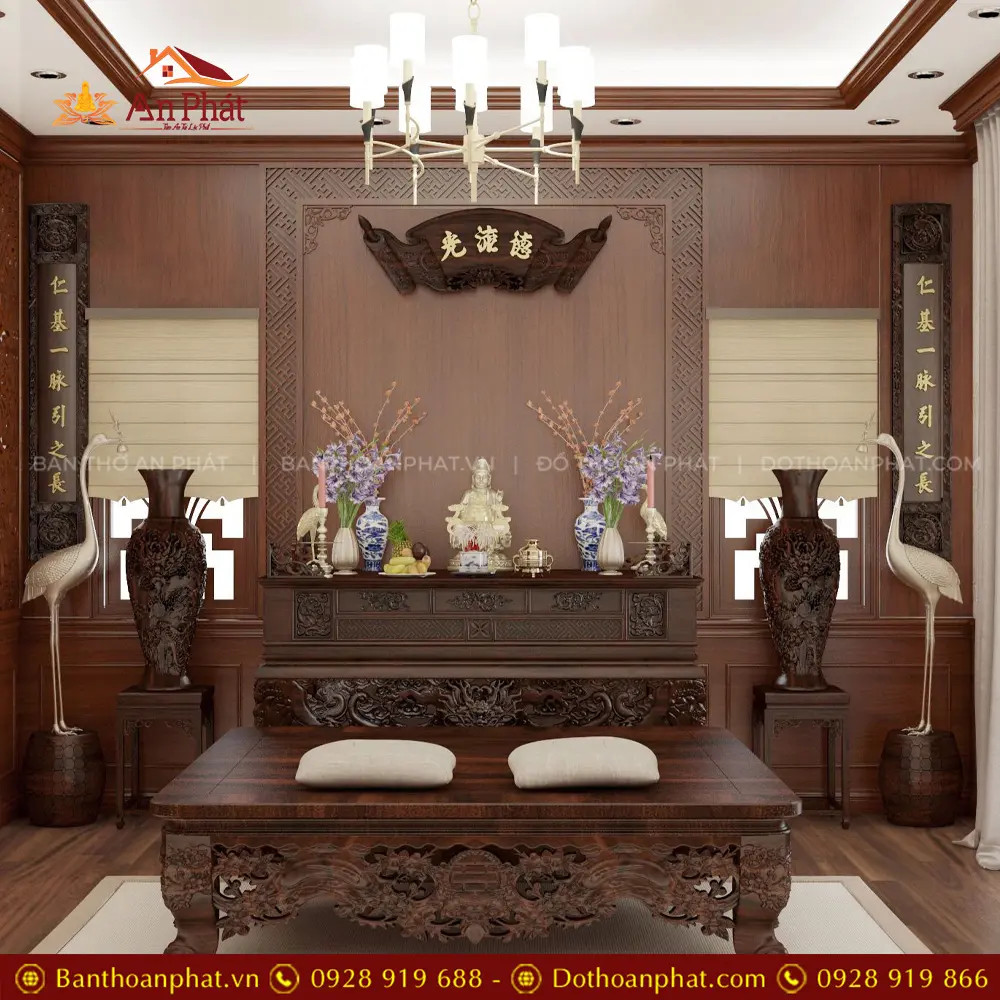 Phòng Thờ Cổ Điển Sập Thờ Gỗ Gõ Sang Trọng BT-9023 5 Phòng Thờ Cổ Điển Sập Thờ Gỗ Gõ Sang Trọng BT-9023