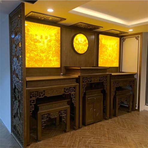 Phòng Thờ Đẹp Cổ Điển Gỗ Gõ Cao Cấp BT-8954