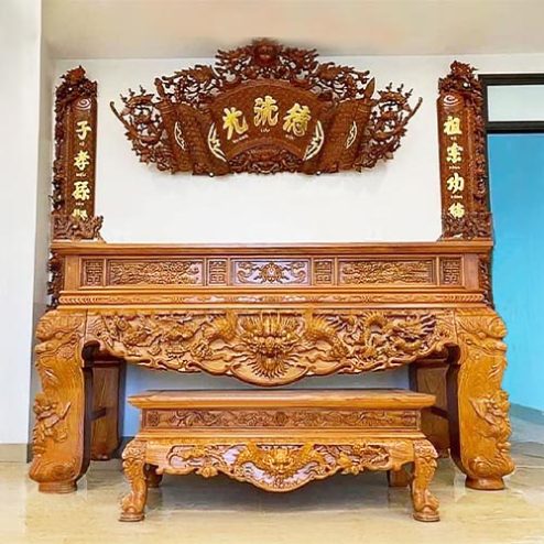Sập Thờ Gỗ Mít Tứ Linh BT-9020